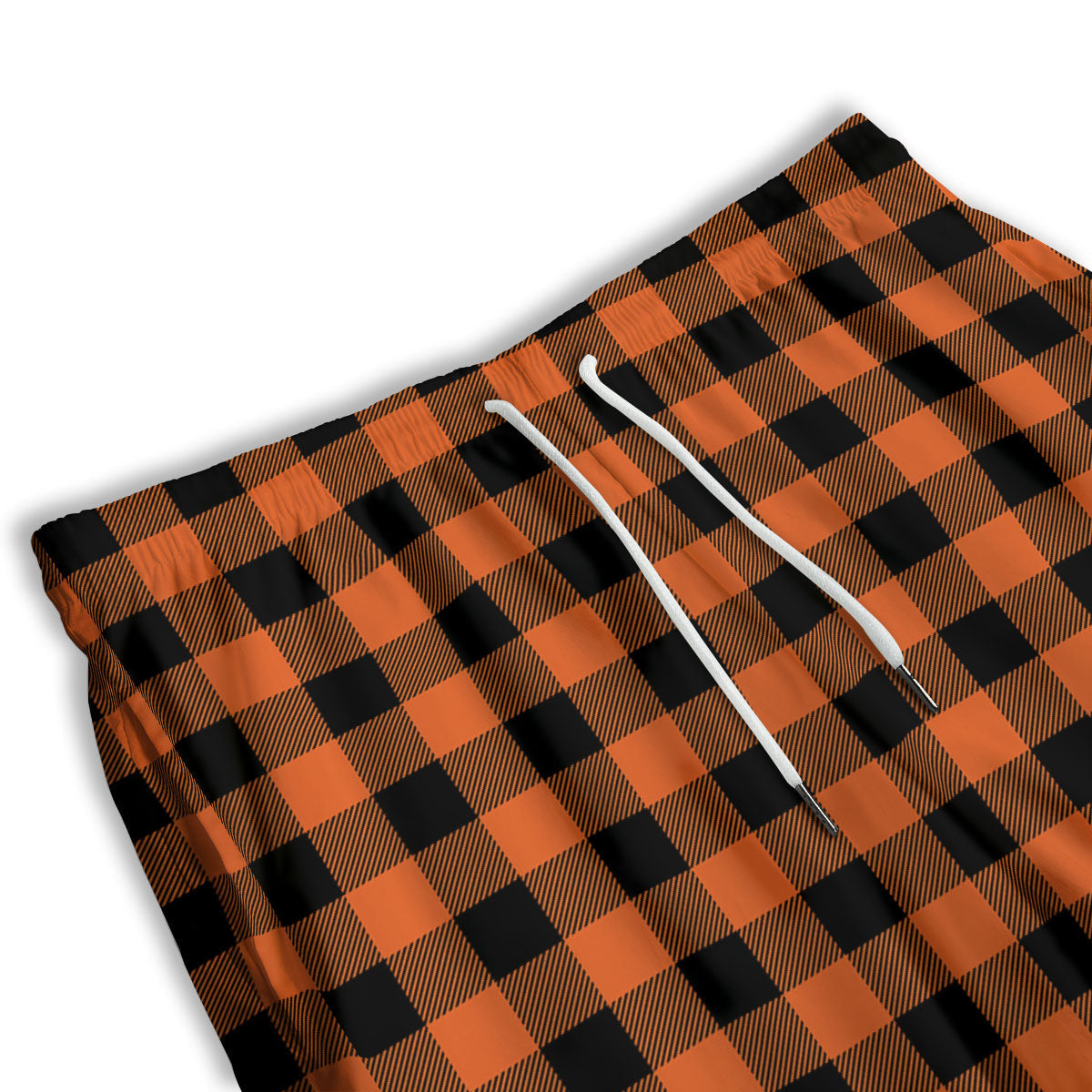 Buffalo Check Orange Print Pattern Men's Athletic Shorts
