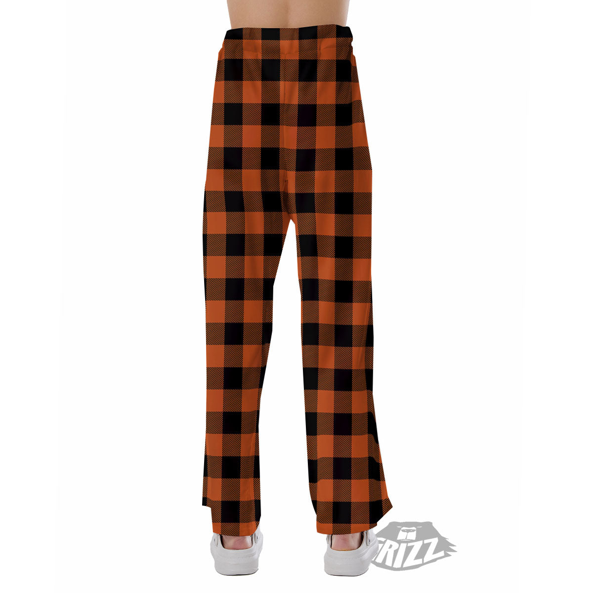 Buffalo Check Orange Print Pattern Pajama Pants-grizzshop