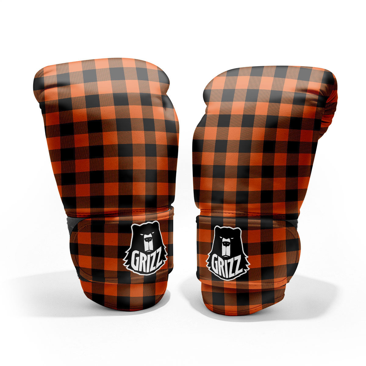 Buffalo Check Orange Print Pattern Pro Boxing Glove