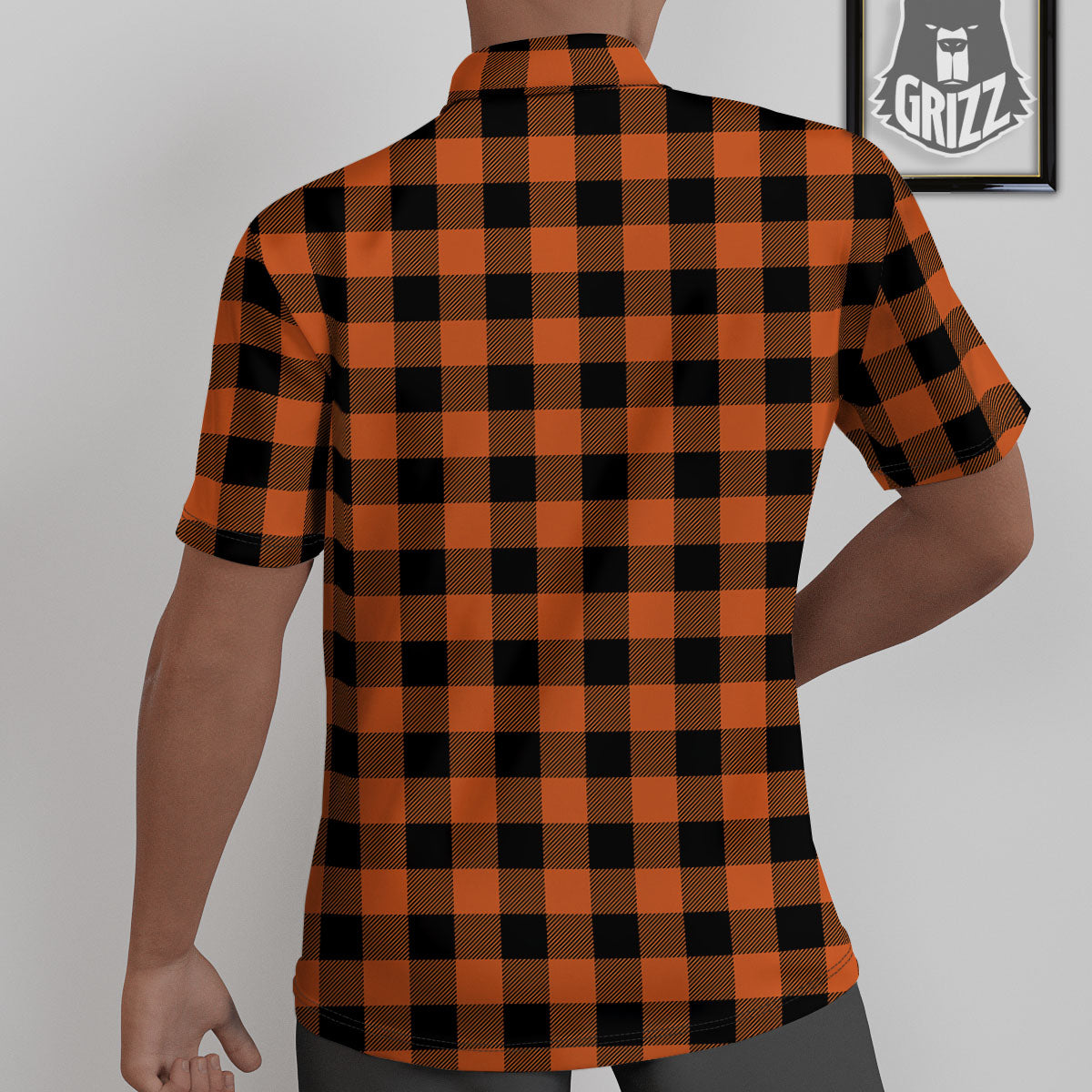 Buffalo Check Orange Print Pattern Untucked Shirts-grizzshop