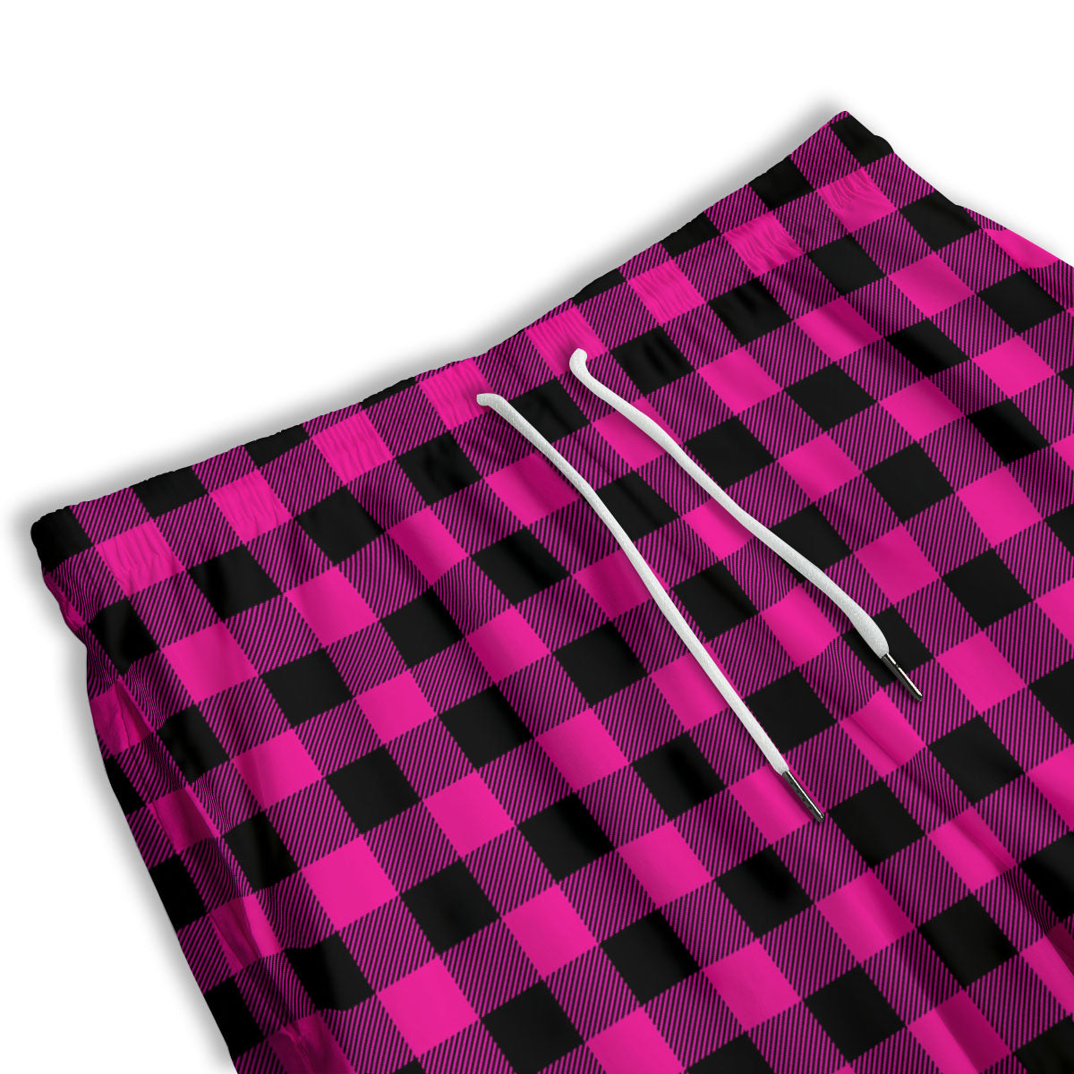 Buffalo Check Pink And Black Print Men's Athletic Shorts