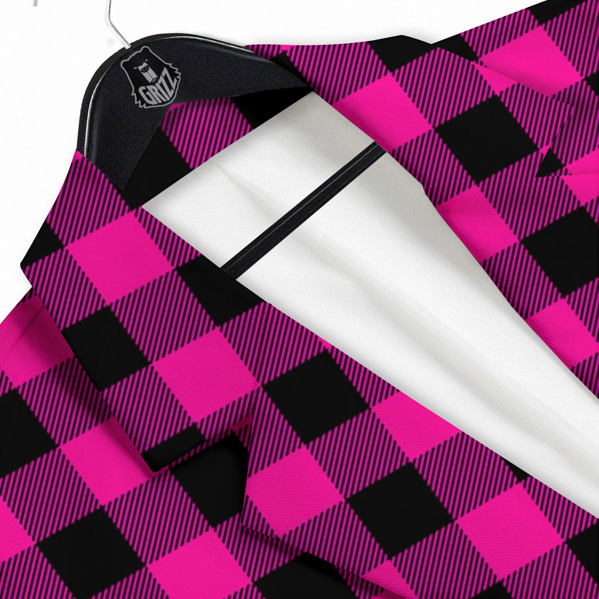 Buffalo Check Pink And Black Print Men's Sport Coat-grizzshop