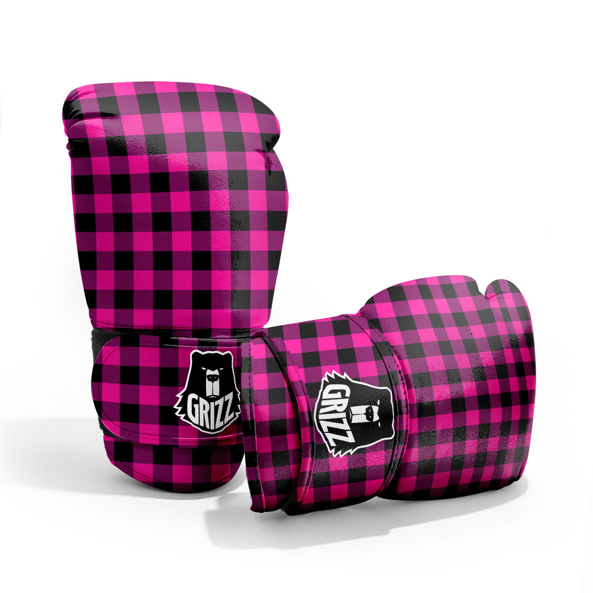Buffalo Check Pink And Black Print Pro Boxing Glove
