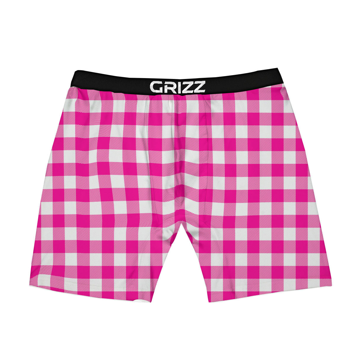 Buffalo Check Pink And White Print Boxer Briefs-grizzshop