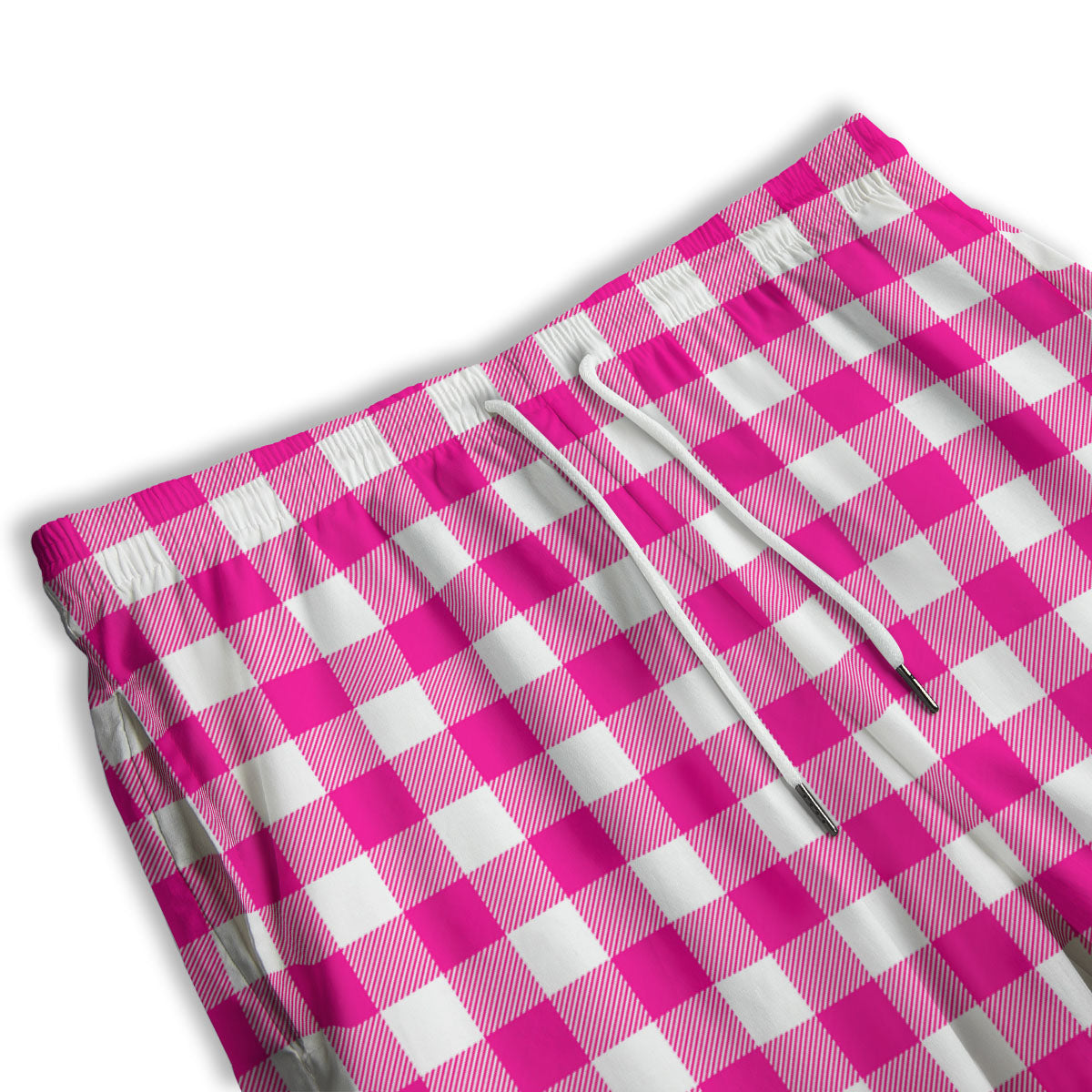 Buffalo Check Pink And White Print Men's Athletic Shorts