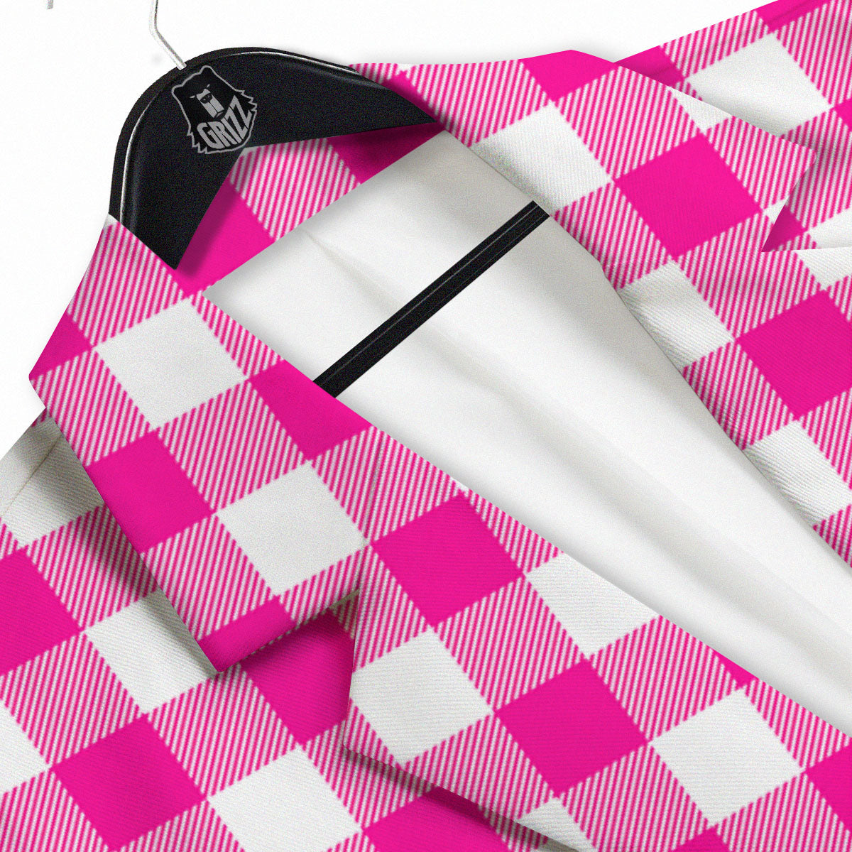 Buffalo Check Pink And White Print Men's Sport Coat-grizzshop