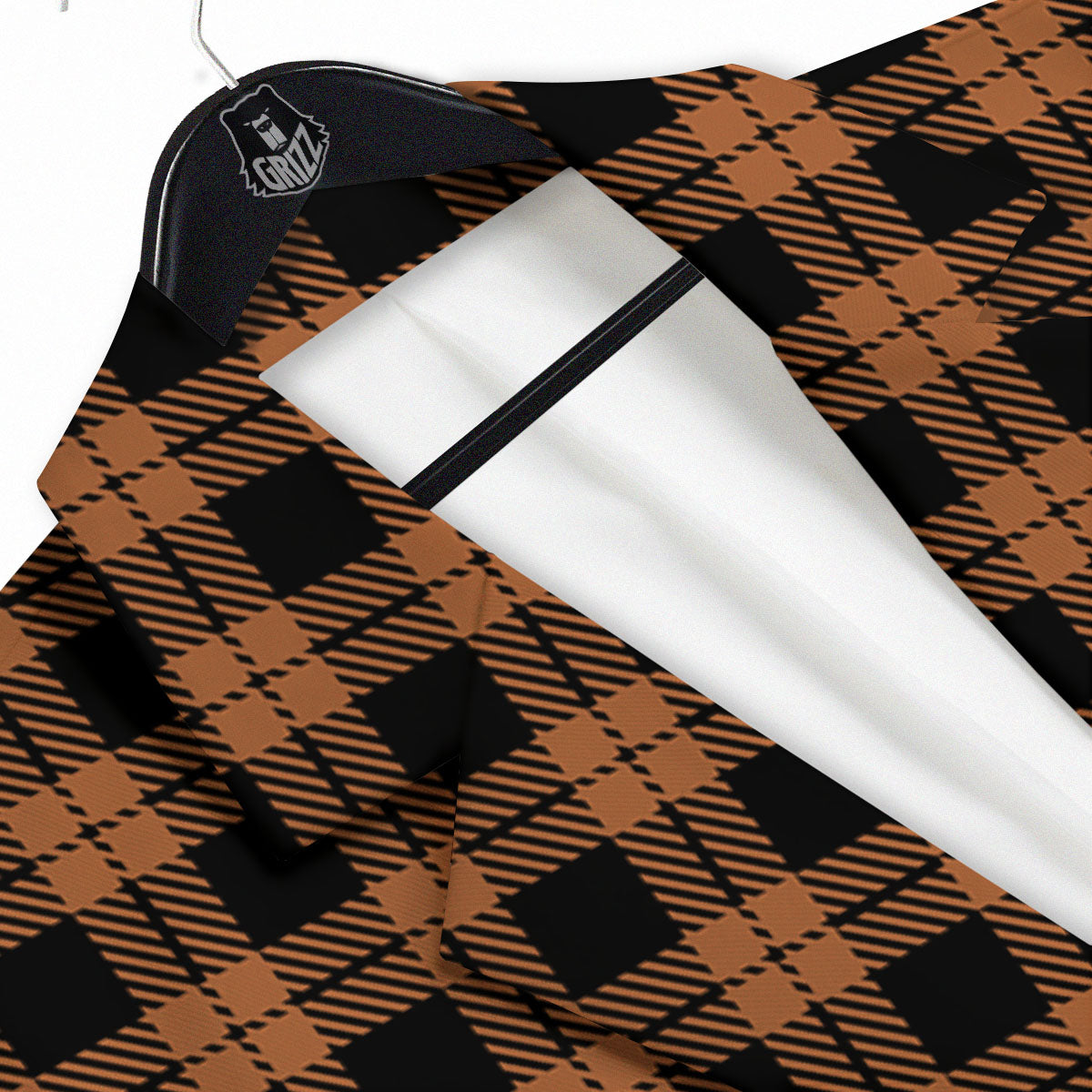 Buffalo Check Pumpkin Orange Print Men's Sport Coat-grizzshop