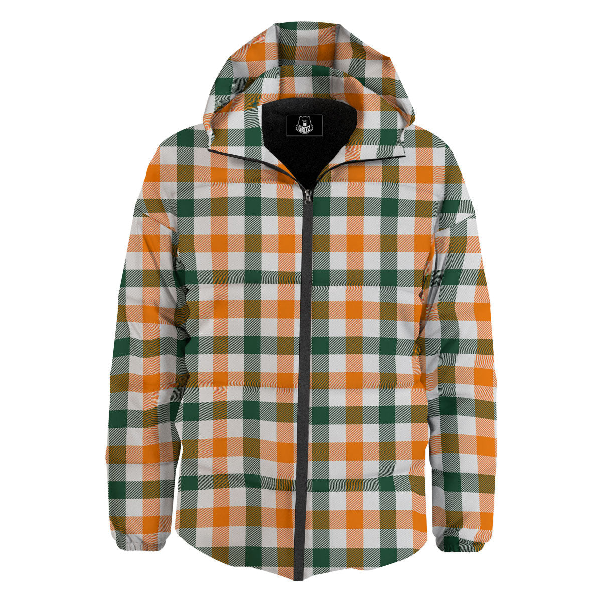 Buffalo Check St. Patrick's Day Print Pattern Down Jacket-grizzshop