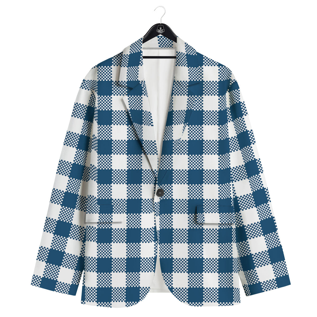 Buffalo Check White And Blue Print Men's Sport Coat-grizzshop