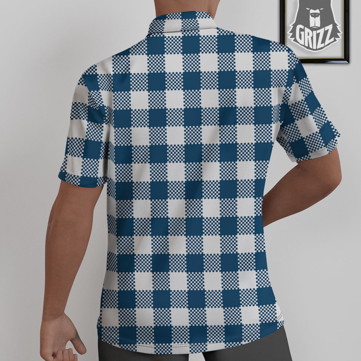 Buffalo Check White And Blue Print Untucked Shirts-grizzshop