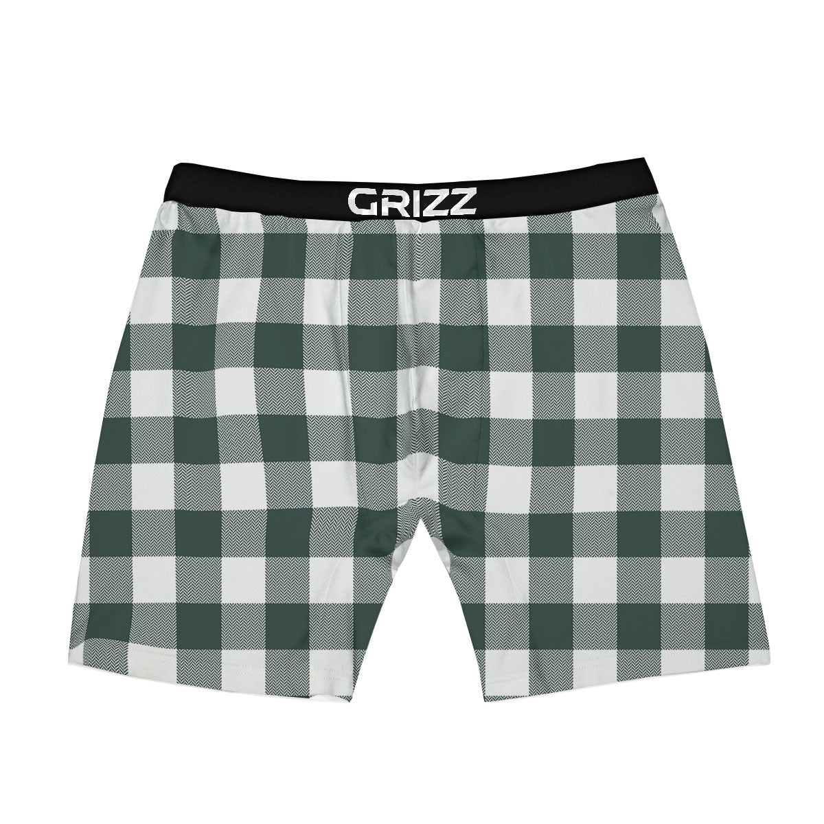 Buffalo Check White And Green Print Boxer Briefs-grizzshop