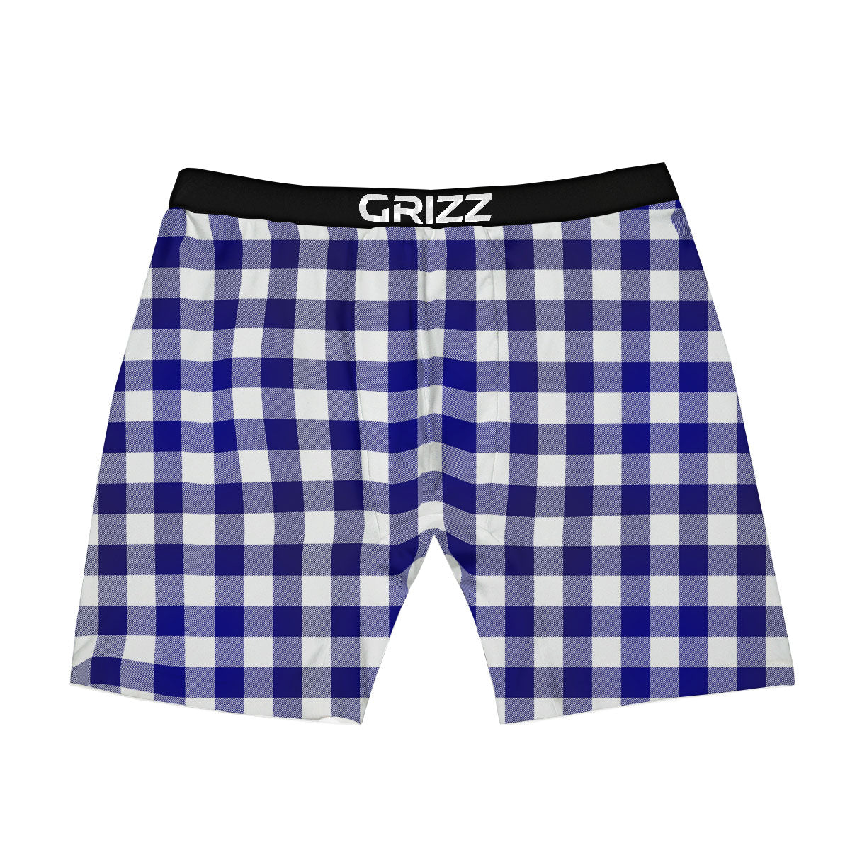 Buffalo Check White And Navy Print Boxer Briefs-grizzshop