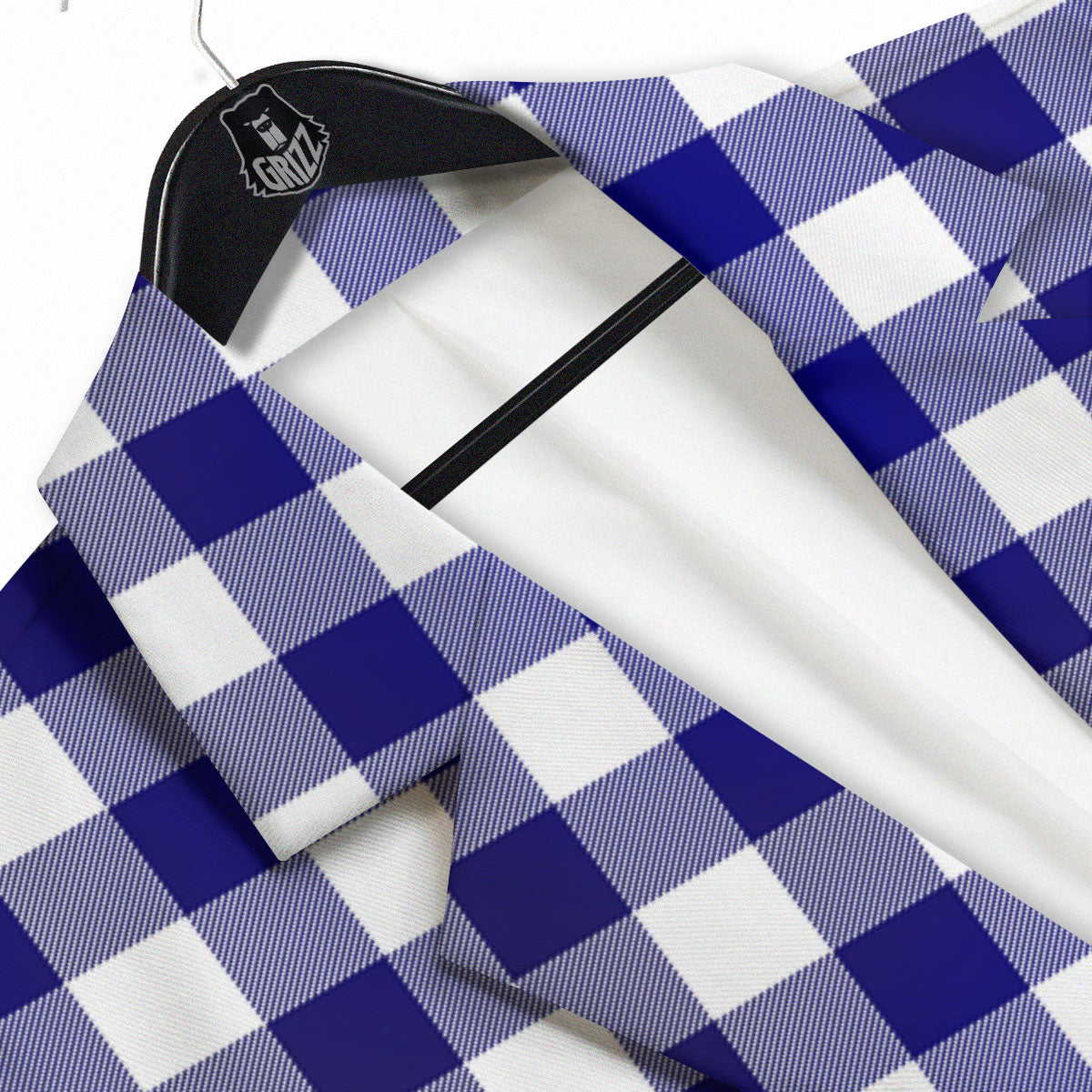 Buffalo Check White And Navy Print Men's Sport Coat-grizzshop