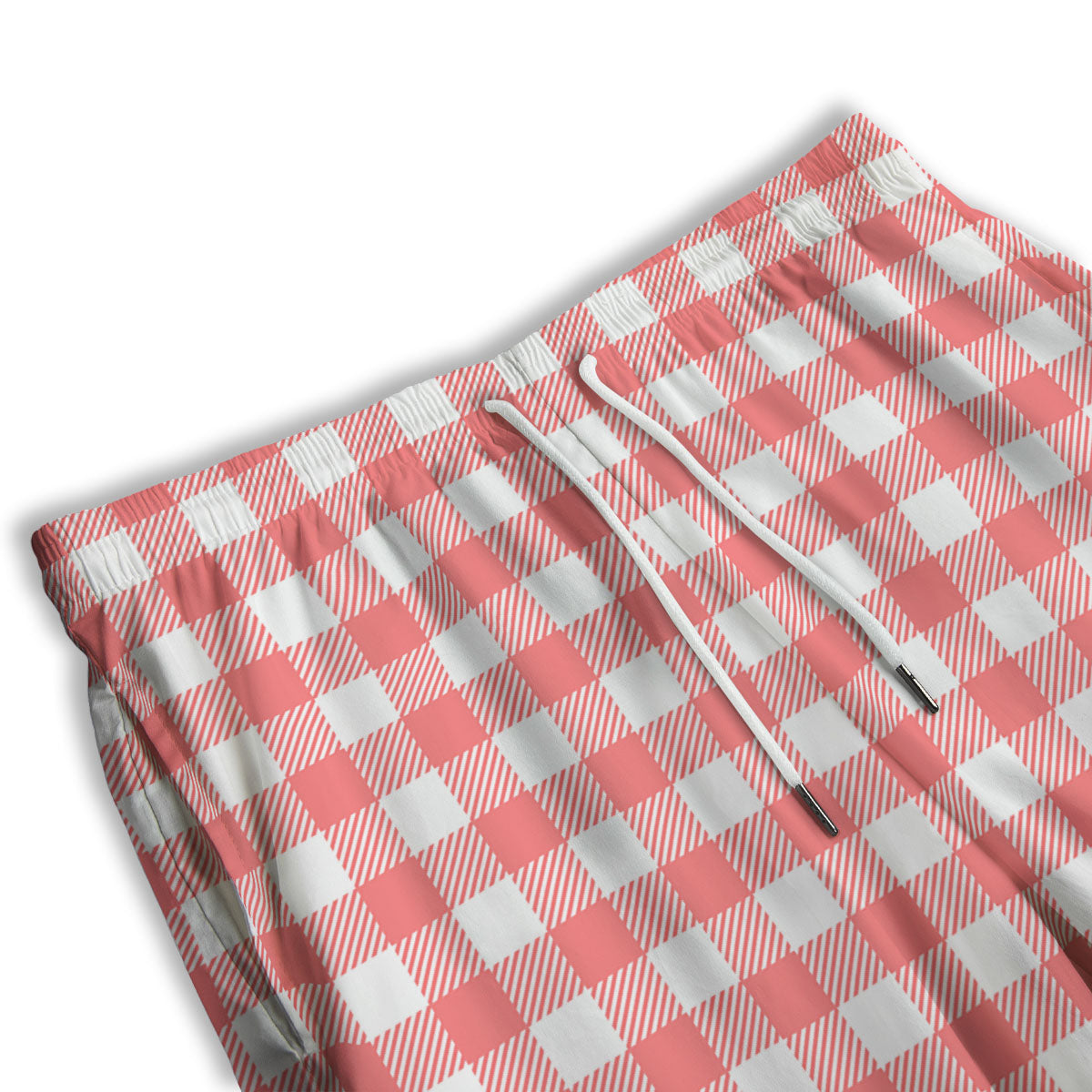 Buffalo Check White And Pink Print Men's Athletic Shorts