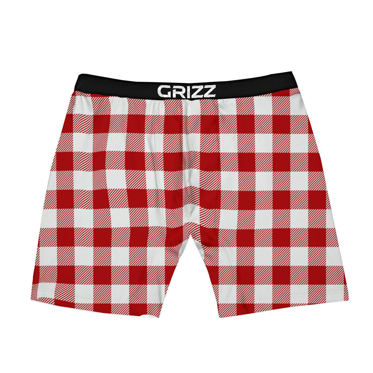 Buffalo Check White And Red Print Boxer Briefs-grizzshop