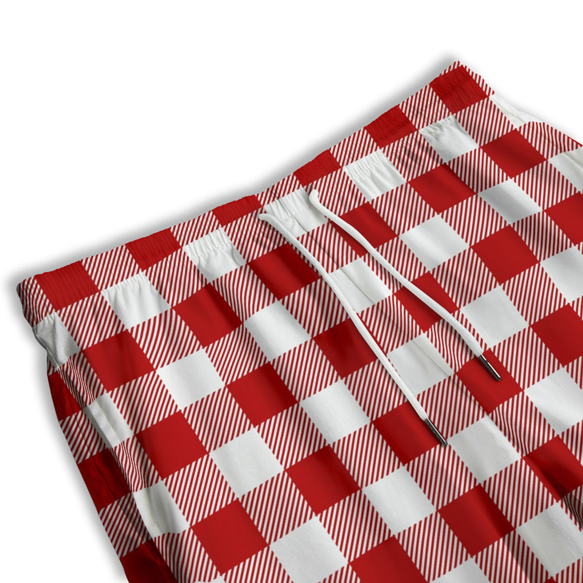 Buffalo Check White And Red Print Men's Athletic Shorts