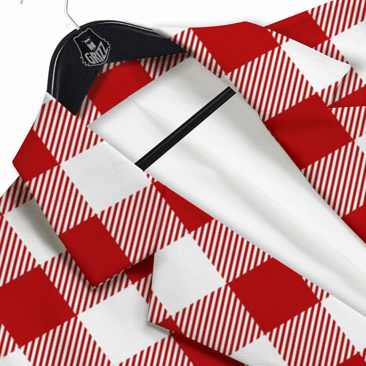 Buffalo Check White And Red Print Men's Sport Coat-grizzshop