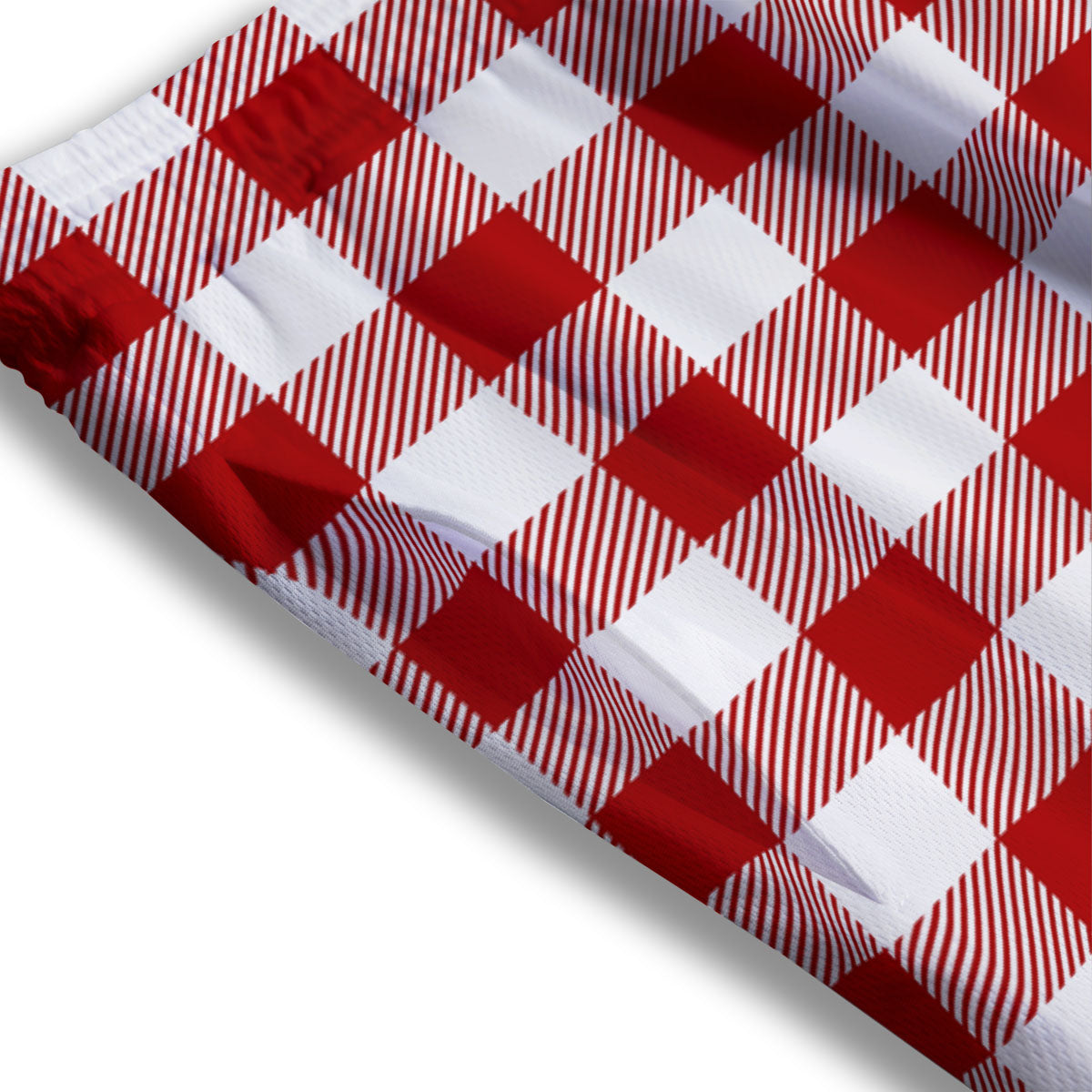 Buffalo Check White And Red Print Mesh Shorts