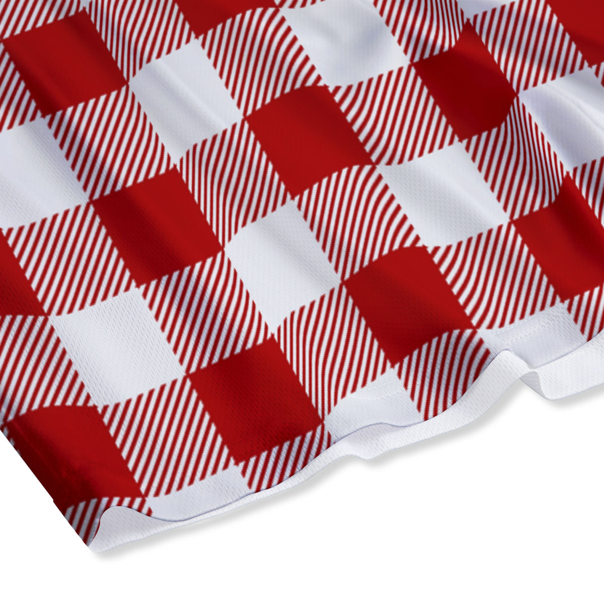 Buffalo Check White And Red Print Mesh Shorts