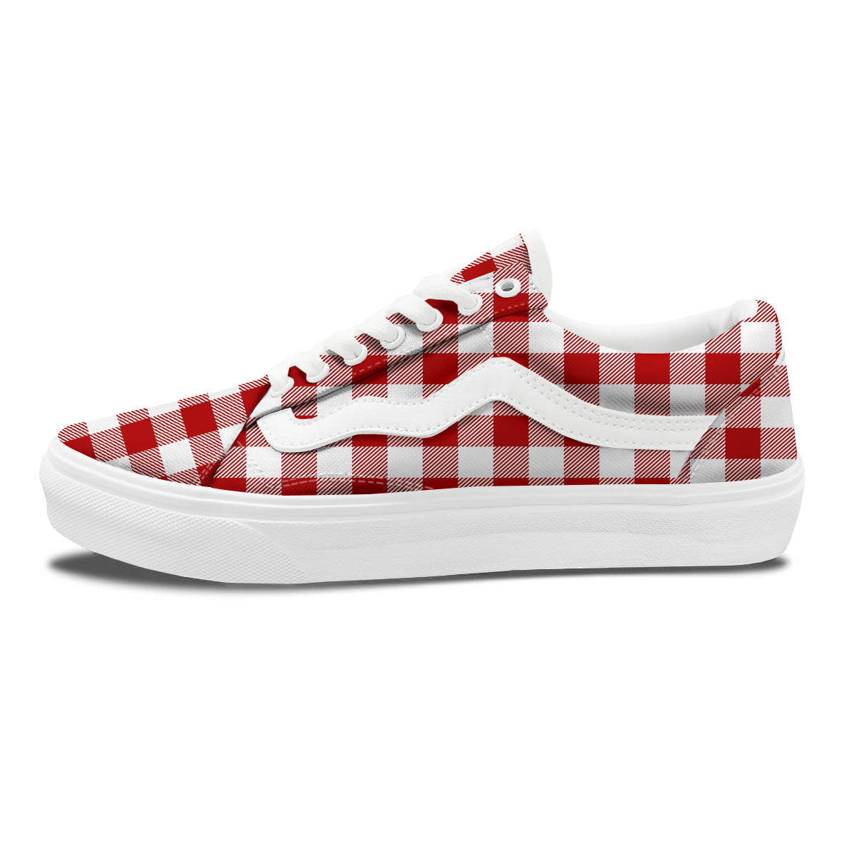 Buffalo Check White And Red Print Skate Shoes-grizzshop