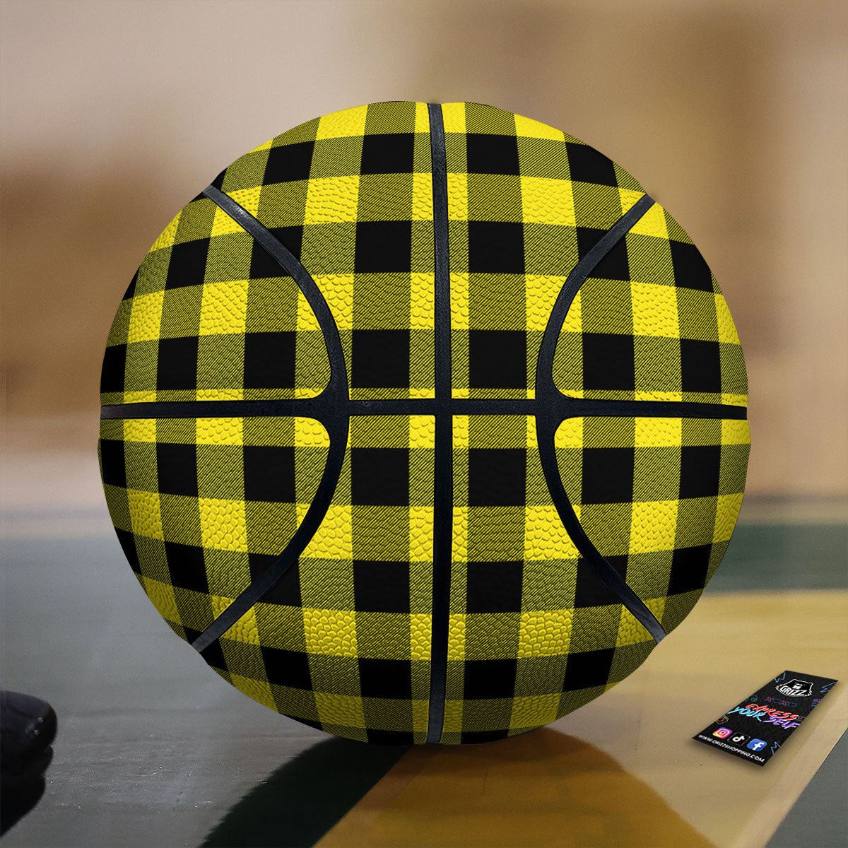 Buffalo Check Yellow And Black Print Pattern Basketball