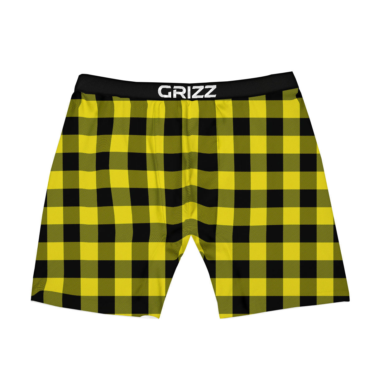 Buffalo Check Yellow And Black Print Pattern Boxer Briefs-grizzshop