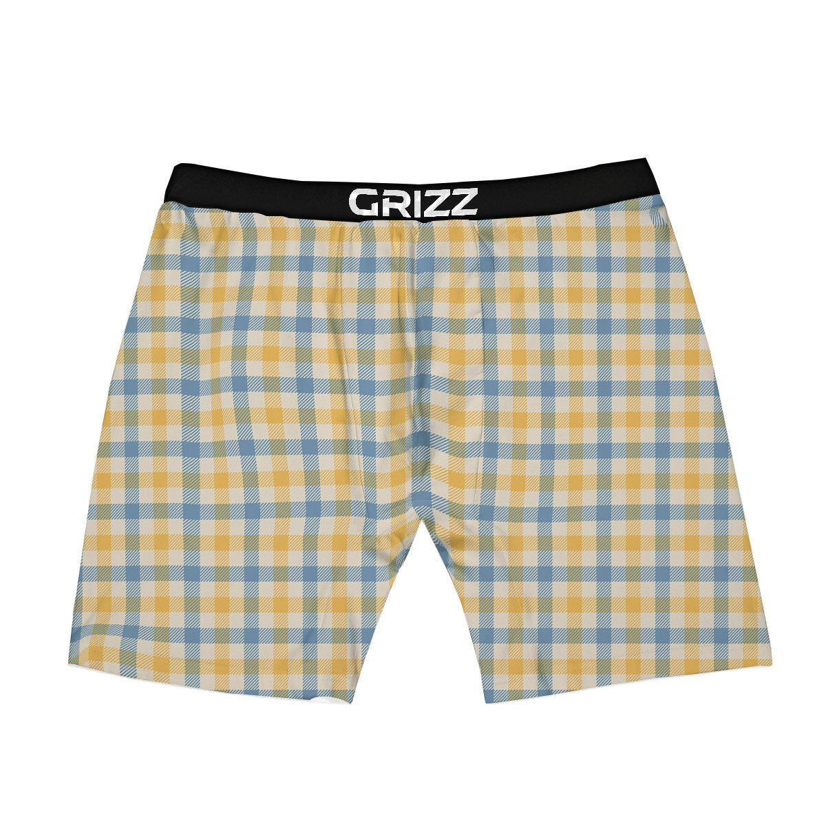 Buffalo Check Yellow And Blue Print Boxer Briefs-grizzshop
