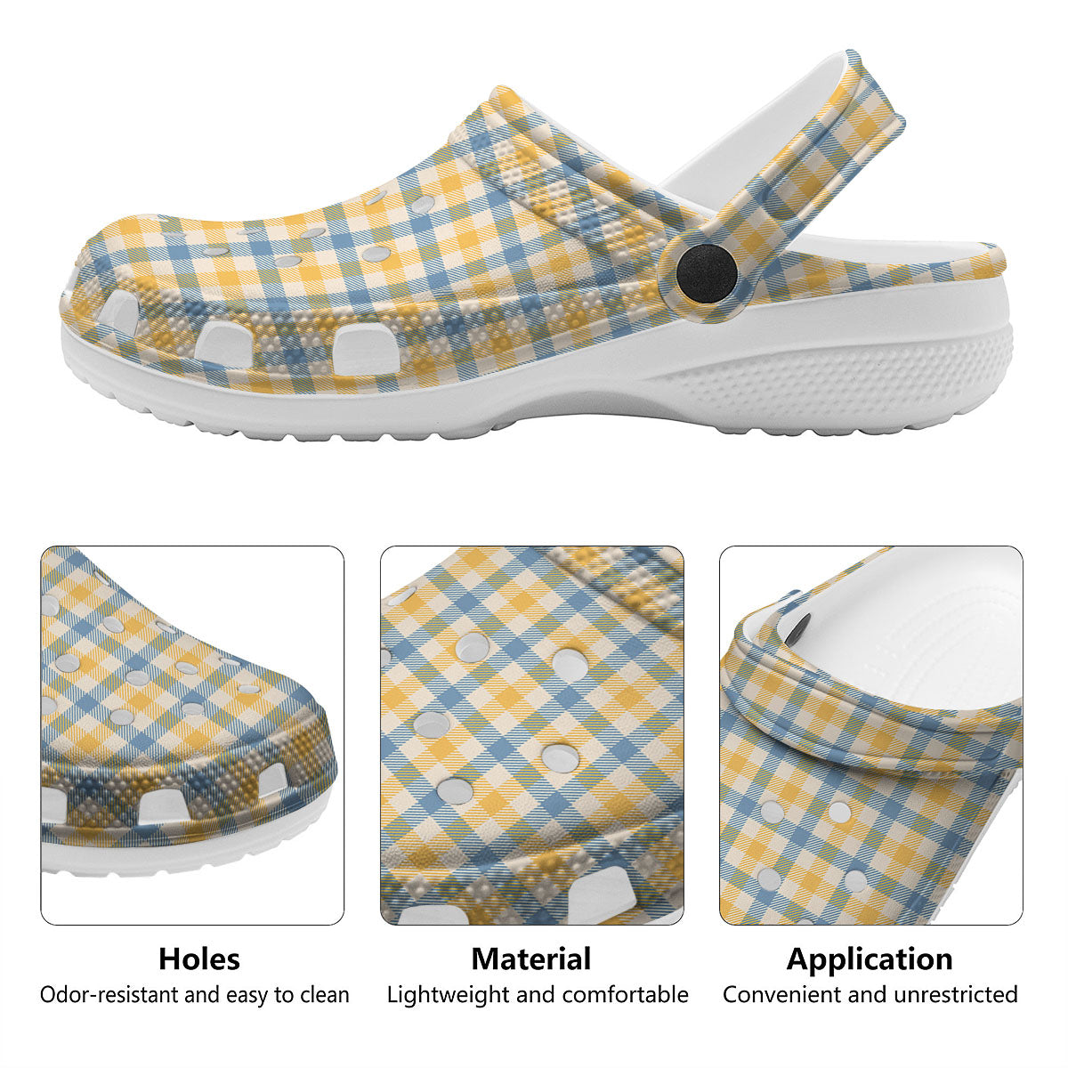 Buffalo Check Yellow And Blue Print Clog-grizzshop