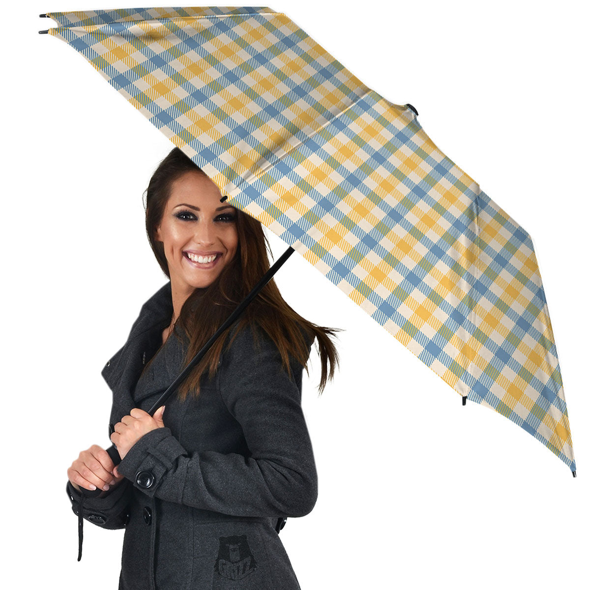 Buffalo Check Yellow And Blue Print Umbrella-grizzshop