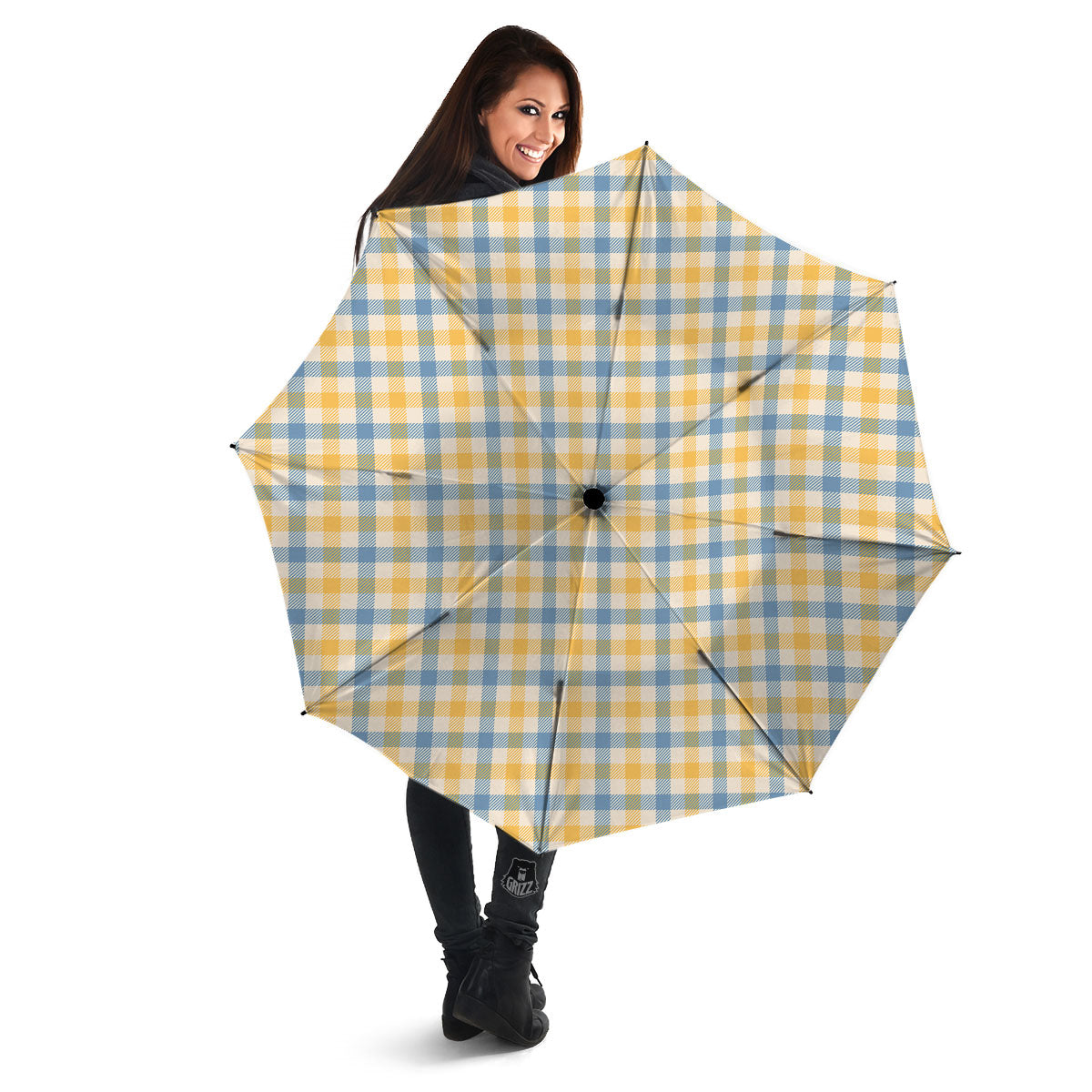 Buffalo Check Yellow And Blue Print Umbrella-grizzshop