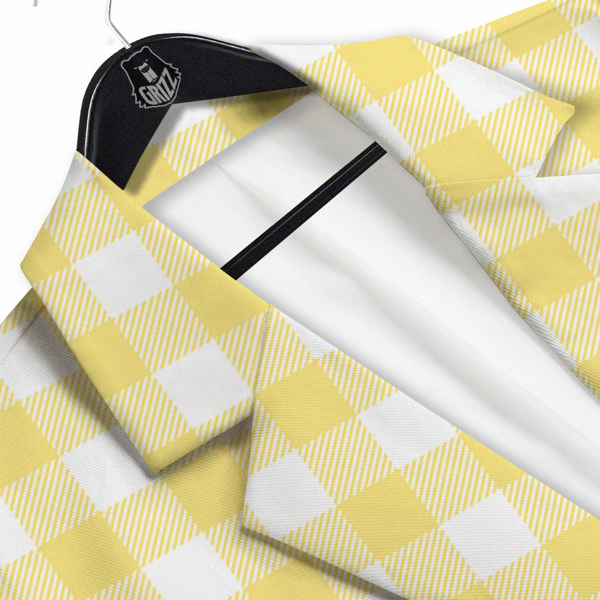 Buffalo Check Yellow And White Print Men's Sport Coat-grizzshop
