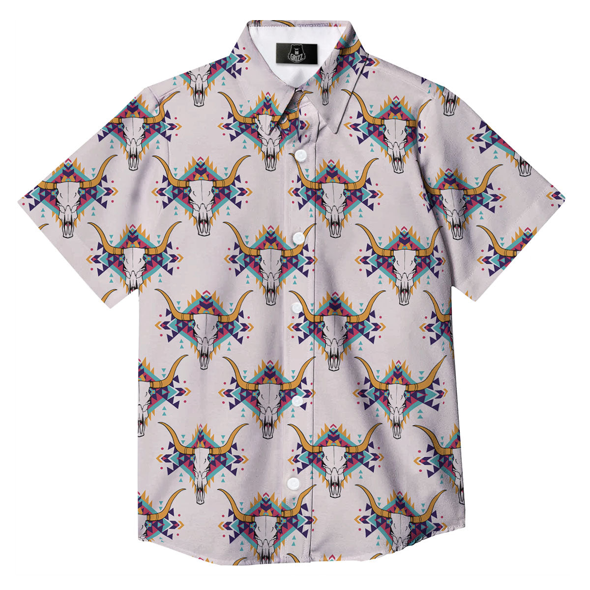 Buffalo Native Print Pattern Button Up Shirt-grizzshop