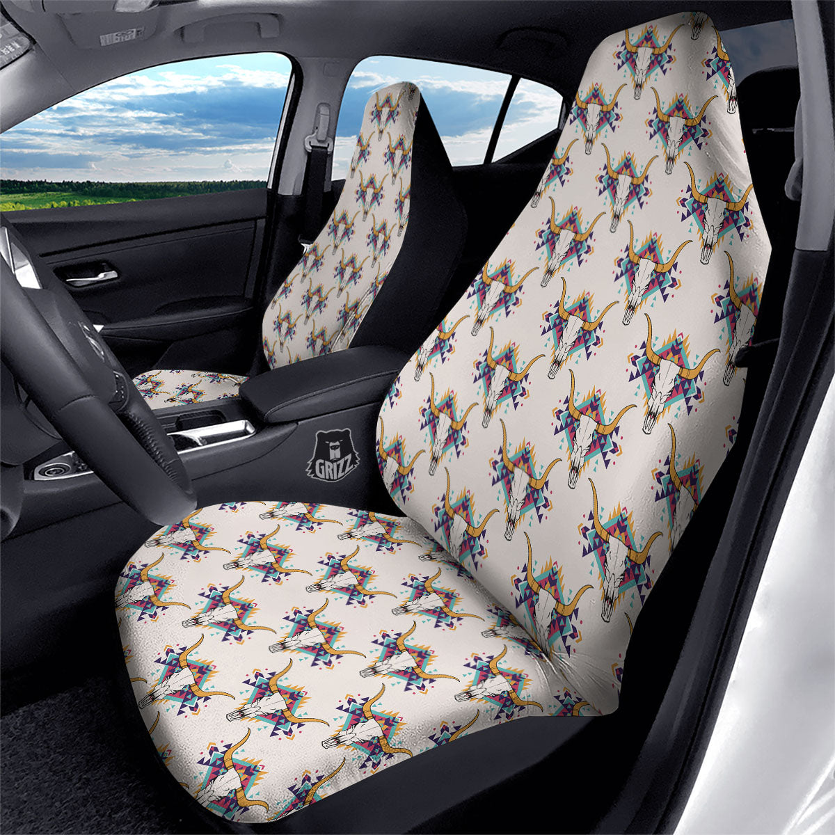 Buffalo Native Print Pattern Car Seat Covers-grizzshop