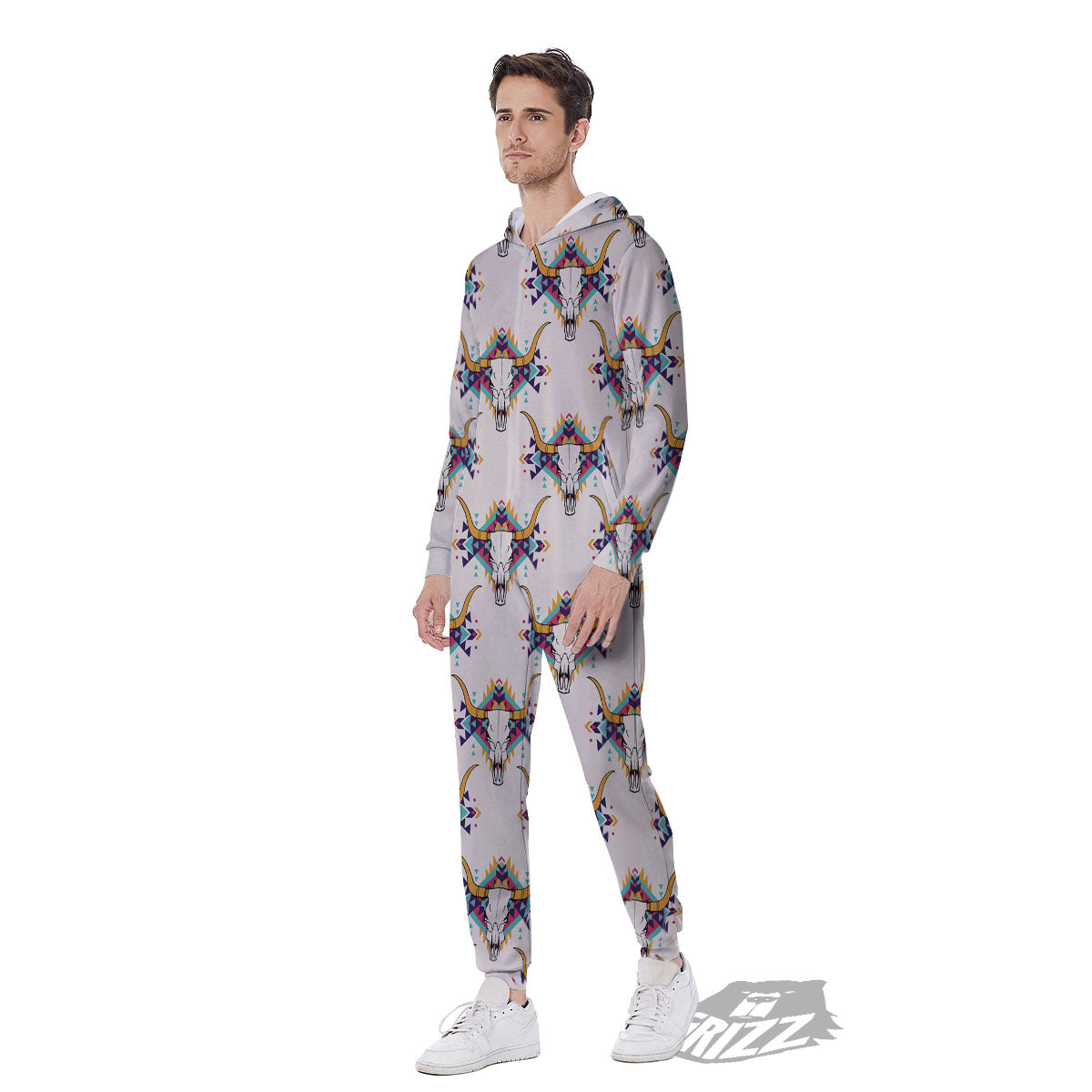 Buffalo Native Print Pattern Men's Jumpsuit-grizzshop