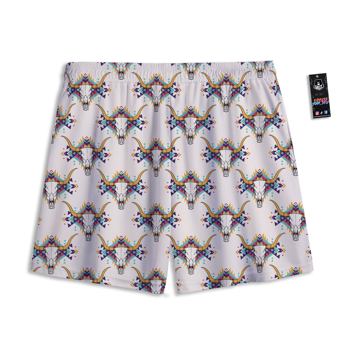 Buffalo Native Print Pattern Mesh Shorts-grizzshop