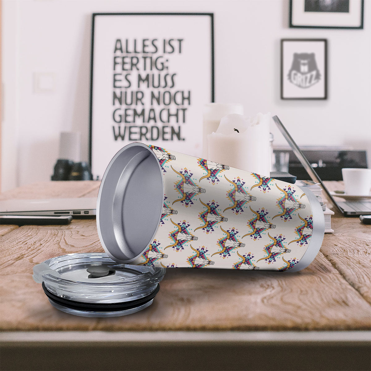 Buffalo Native Print Pattern Tumbler-grizzshop