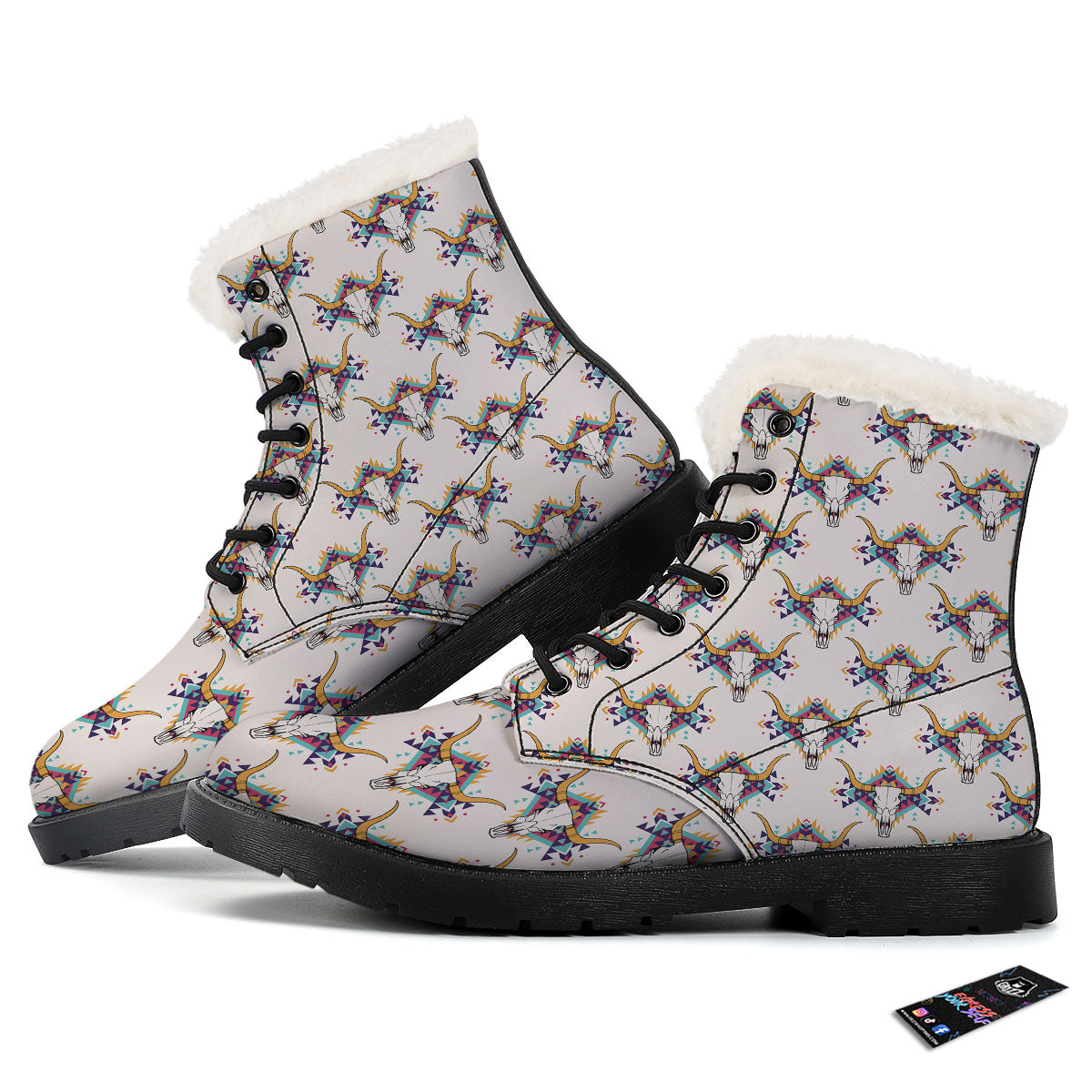 Buffalo Native Print Pattern Winter Boots-grizzshop