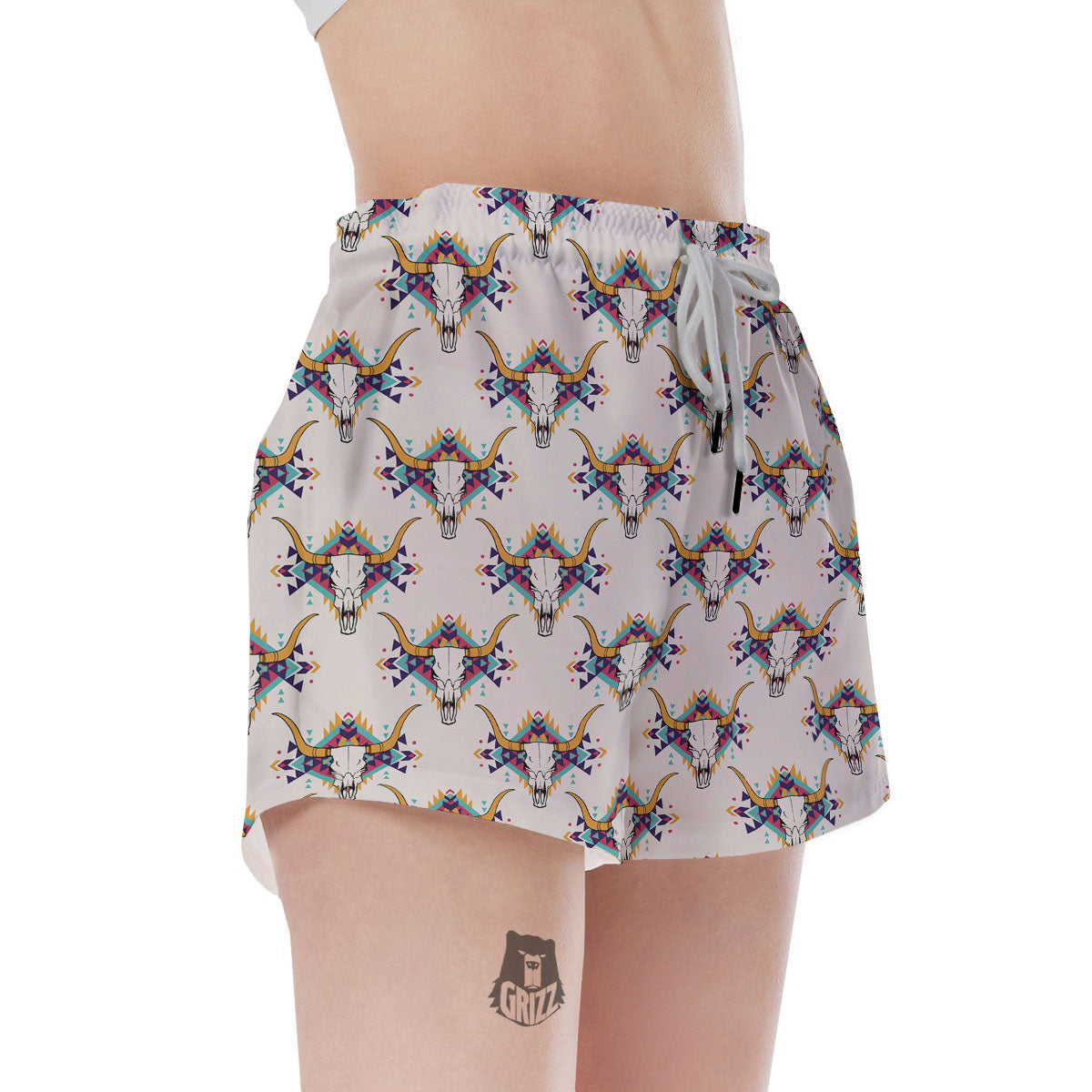 Buffalo Native Print Pattern Women's Shorts-grizzshop