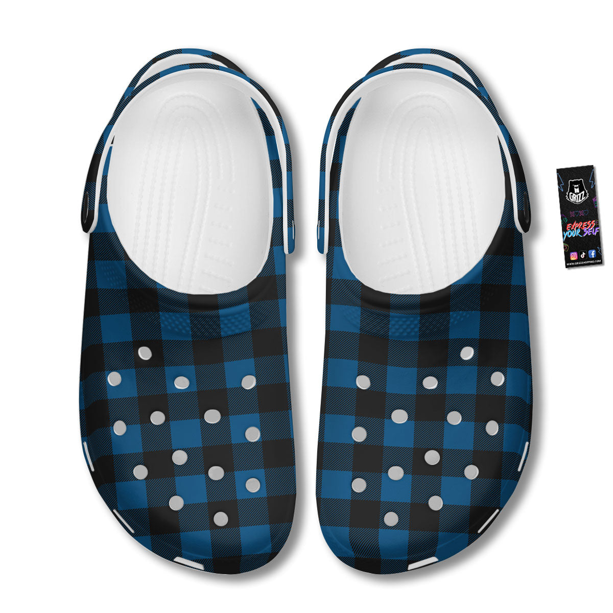 Buffalo Plaid Black And Blue Print Clog-grizzshop