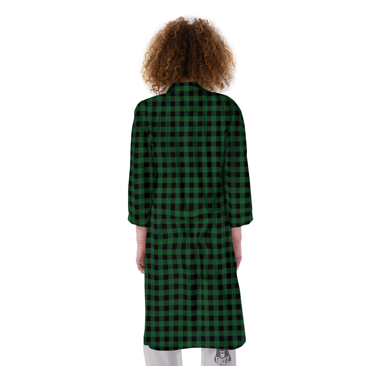 Buffalo Plaid Black And Green Print Kimono-grizzshop