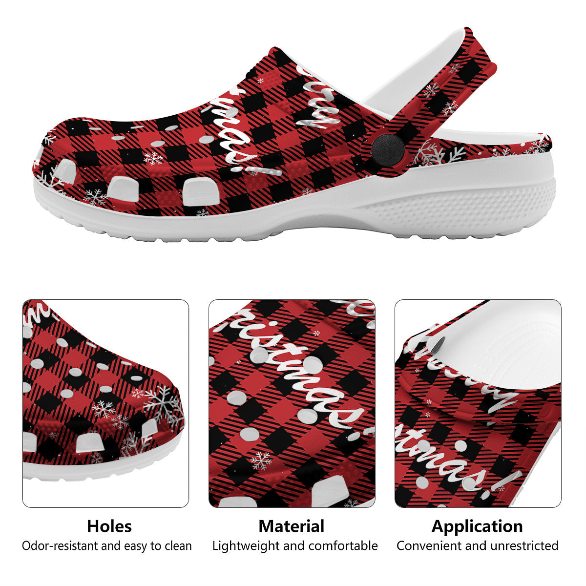 Buffalo Plaid Christmas Print Clog-grizzshop
