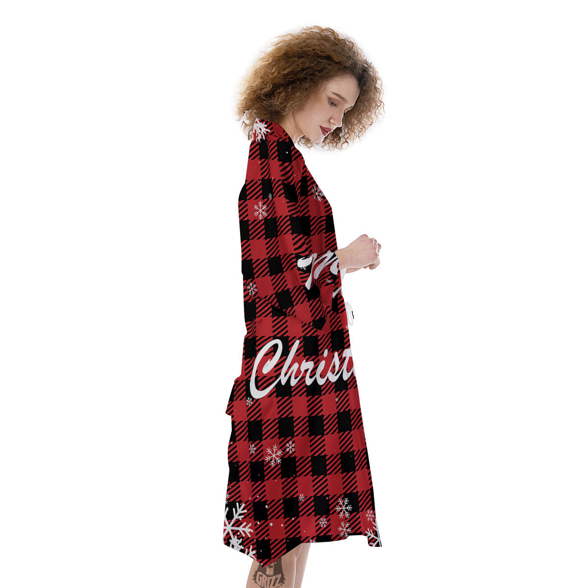 Buffalo Plaid Christmas Print Kimono-grizzshop