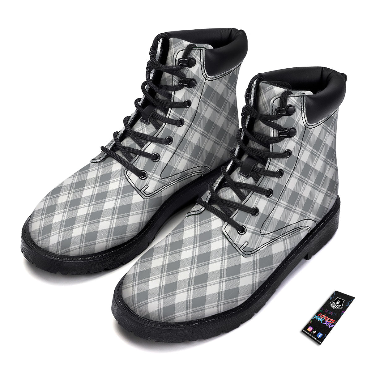 Buffalo Plaid Grey Print Pattern Boots-grizzshop
