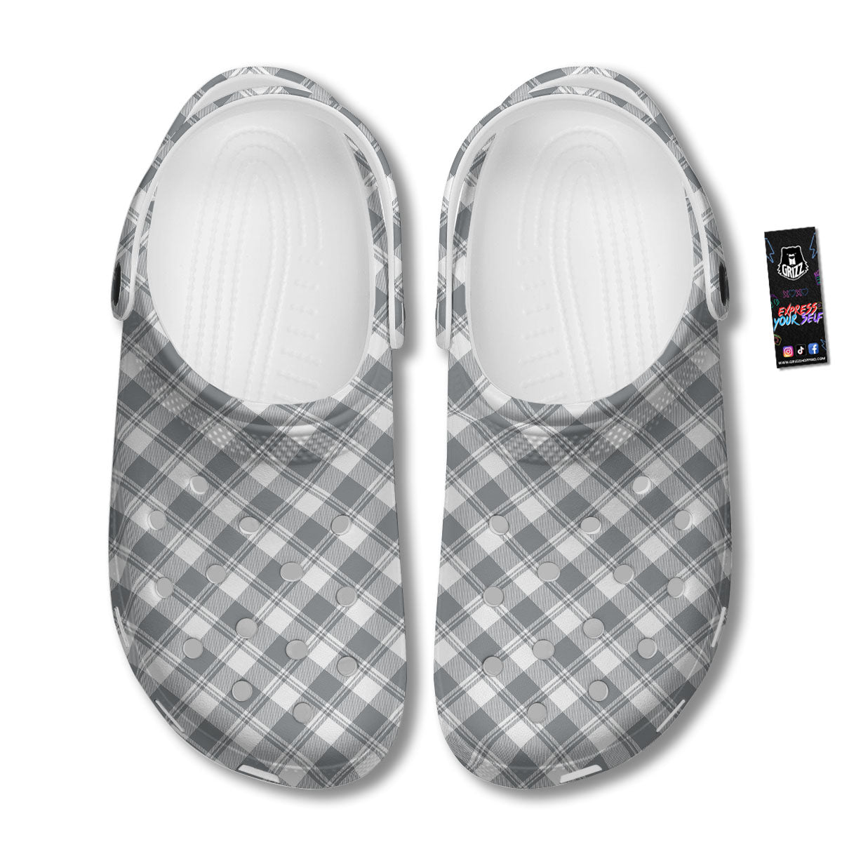 Buffalo Plaid Grey Print Pattern Clog-grizzshop
