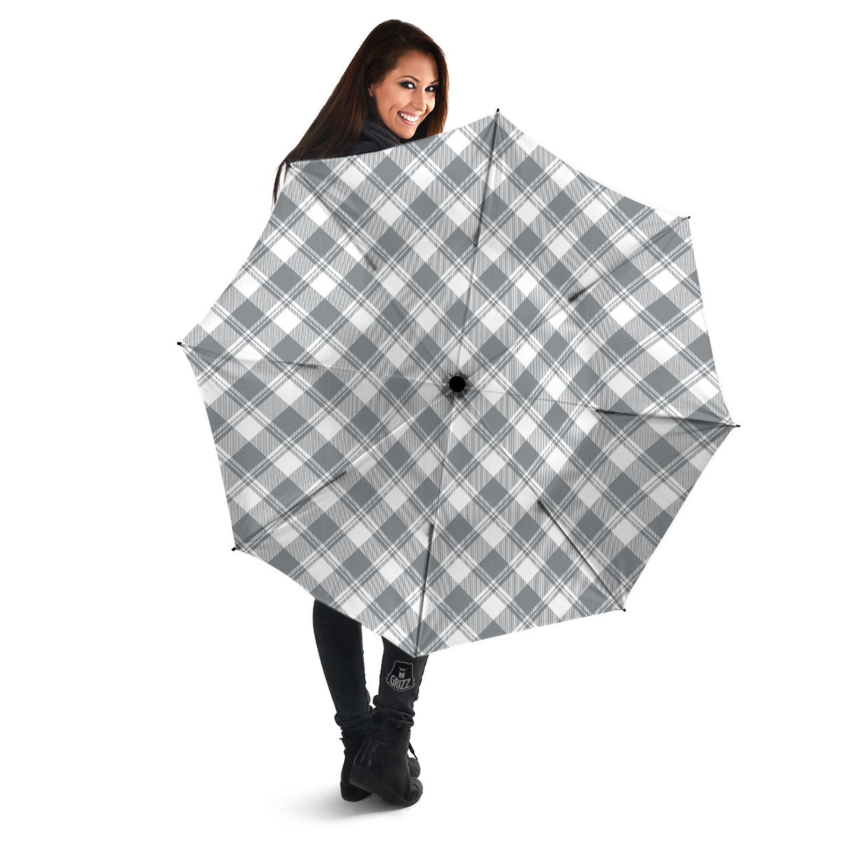 Buffalo Plaid Grey Print Pattern Umbrella-grizzshop
