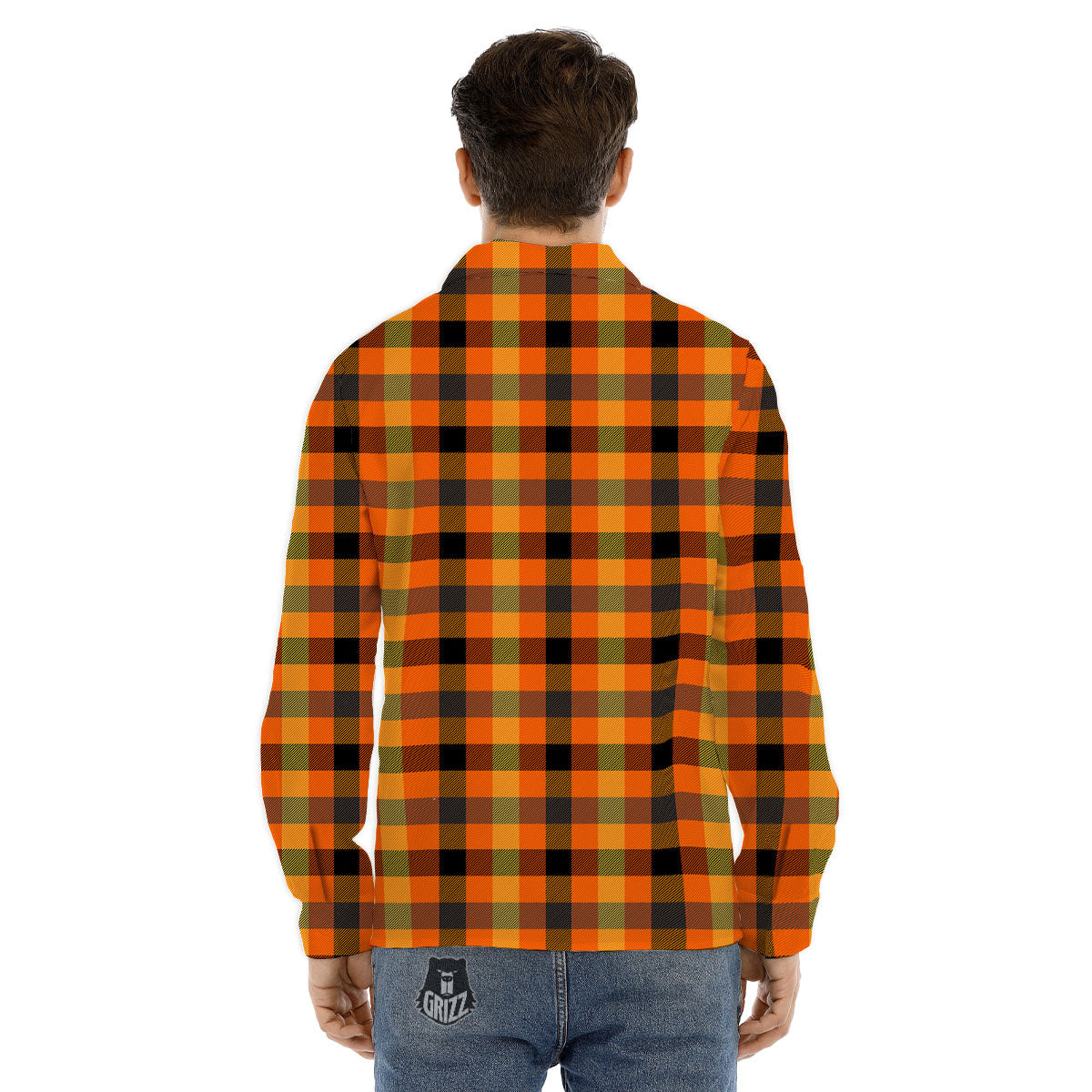 Buffalo Plaid Halloween Print Men's Dress Shirts-grizzshop