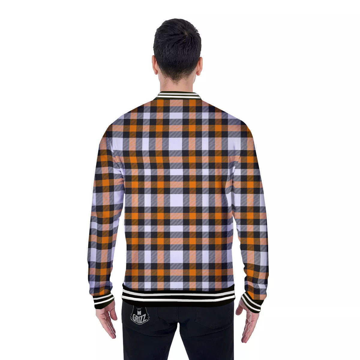 Buffalo Plaid Halloween Print Pattern Baseball Jacket-grizzshop