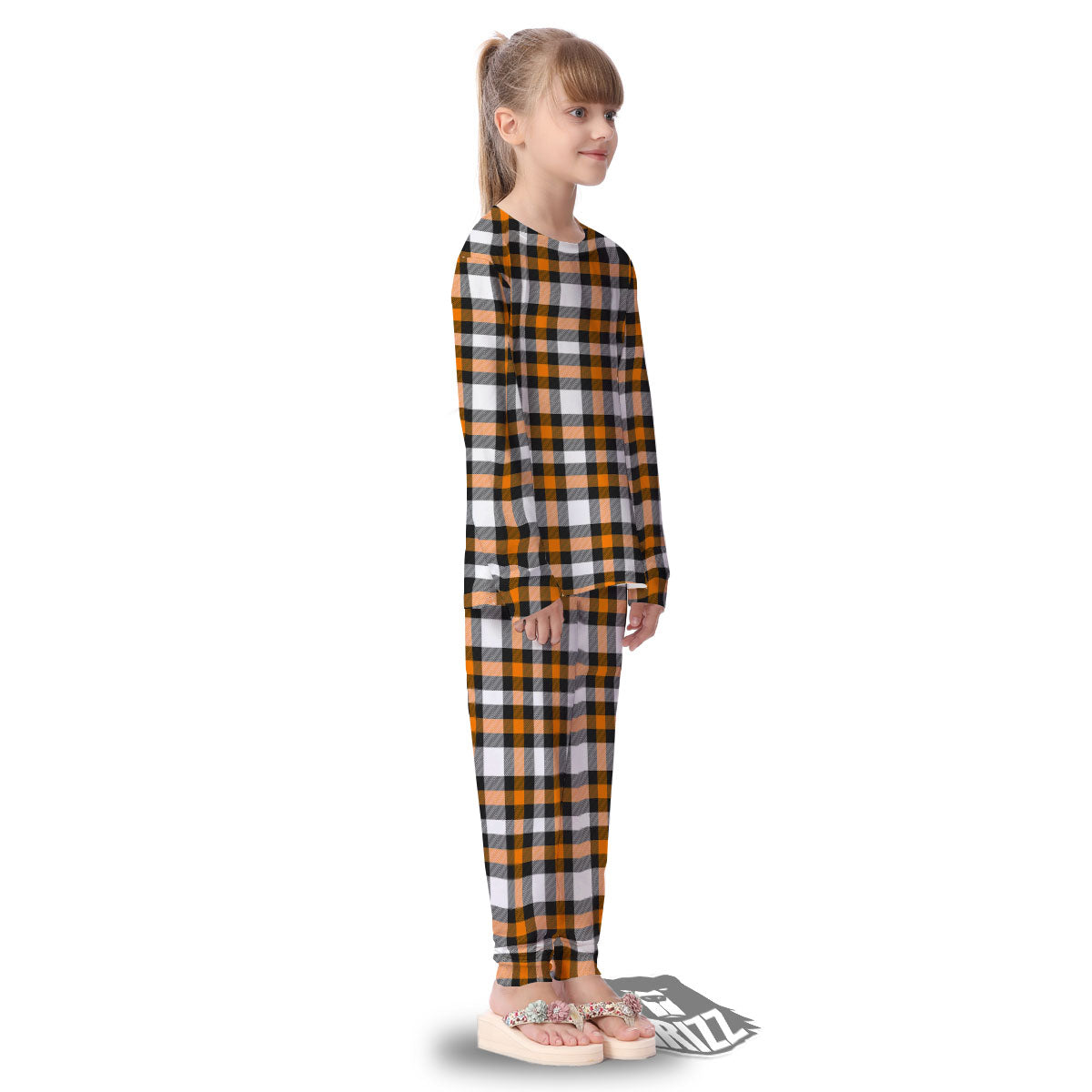 Buffalo Plaid Halloween Print Pattern Kid's Pajamas-grizzshop