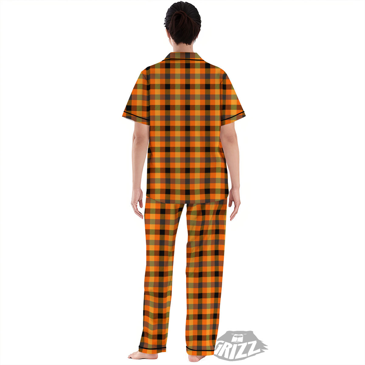 Buffalo Plaid Halloween Print Women's Pajamas Set-grizzshop
