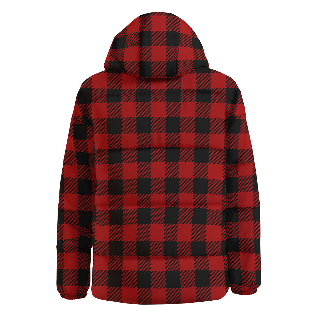 Buffalo Plaid Hot Red Print Down Jacket-grizzshop